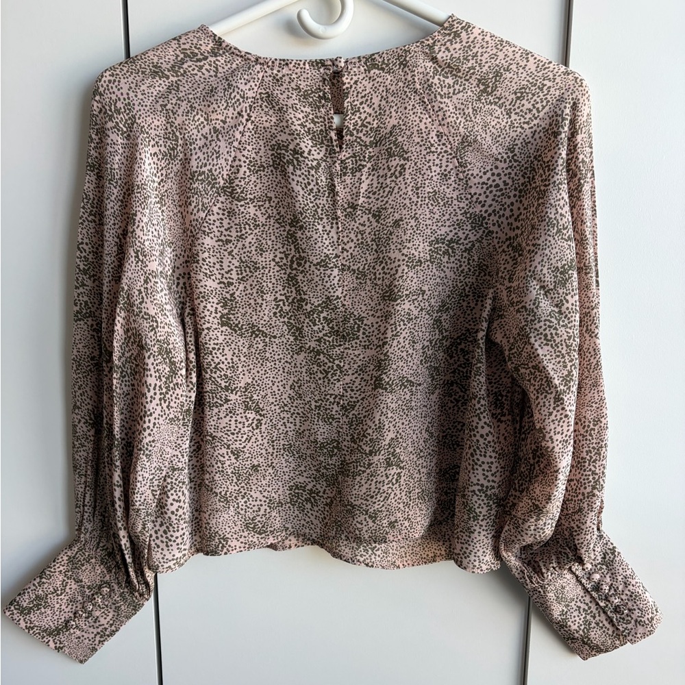 Mango Blouse with Pink and Taupe Dot Design NWOT Size 0 - Picture 7 of 7